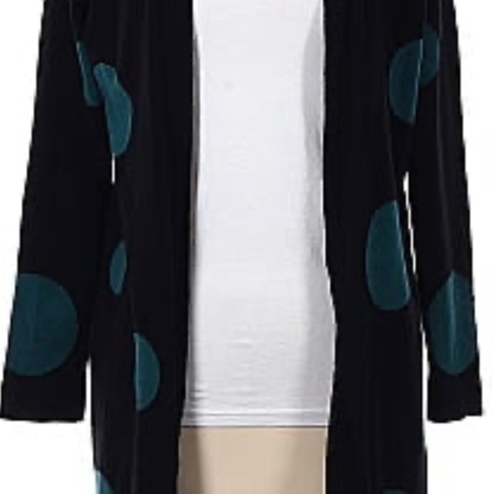 NWT Chicos size 2 Black / Teal Dot Sweater
